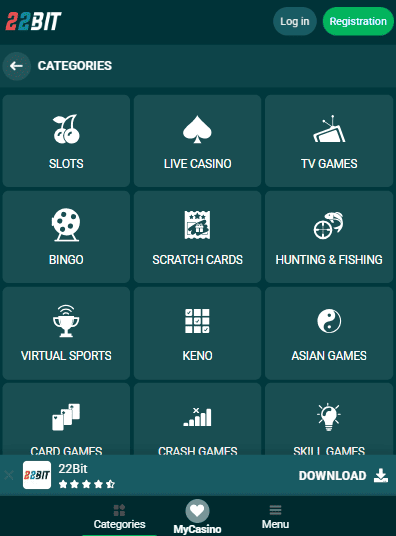 22BIT Casino Games Slots, Live Tables and More