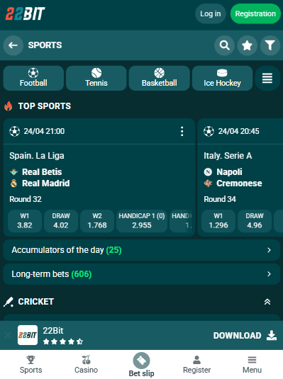 Sports Betting and Cricket at 22BIT
